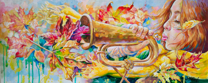 Peinture intitulée "The autumn wind wil…" par Galina Kondrashova, Œuvre d'art originale, Acrylique