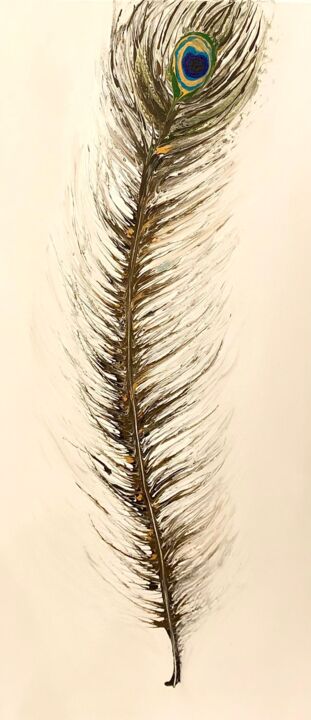 Pintura intitulada "Peacock Feather" por Galina Scobioala, Obras de arte originais, Acrílico