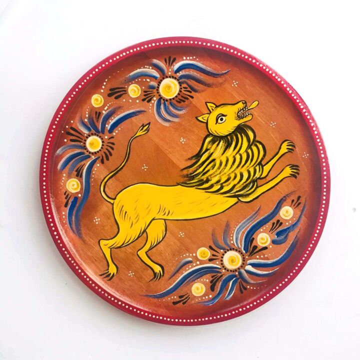 Malerei mit dem Titel "Running Lion" von Galina Ustinova, Original-Kunstwerk, Tempera