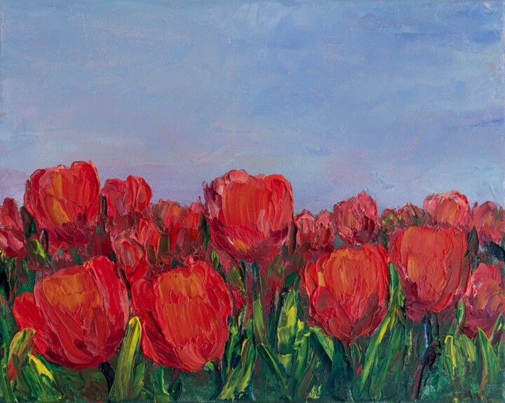 绘画 标题为“Tulips.” 由Galina Vasiljeva, 原创艺术品, 油