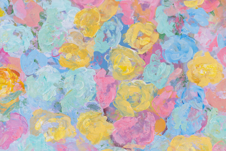 Schilderij getiteld "Dancing Flowers #1" door Galina Vasiljeva, Origineel Kunstwerk, Acryl