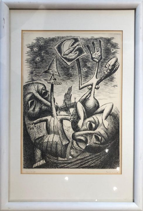 Druckgrafik mit dem Titel "A Dream, by Galindo" von Galindo, Original-Kunstwerk, Lithographie