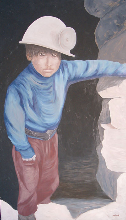 Painting titled "Entrañas de la tier…" by Galindo, Original Artwork, Oil