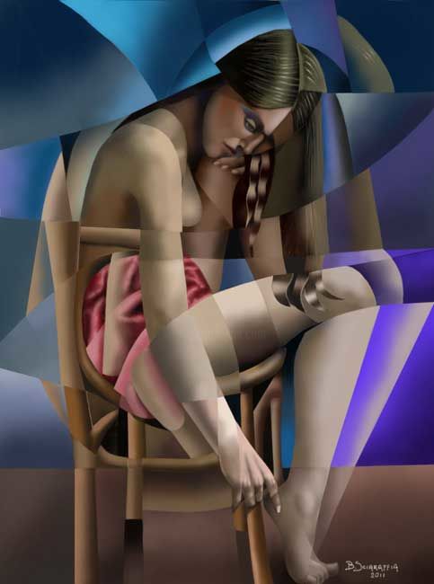 Digital Arts titled "Nudo su sedia" by Galleria Arte-Vera, Original Artwork, Digital Painting