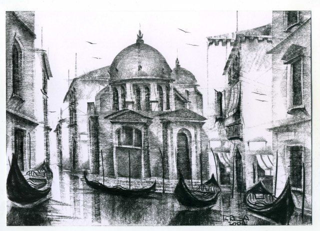 Drawing titled "Basilica di Santa M…" by Maria Teresa Mulatti Garibaldi, Original Artwork