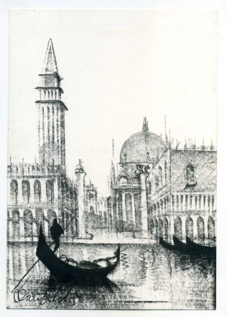Dessin intitulée "Bacino di San Marco…" par Maria Teresa Mulatti Garibaldi, Œuvre d'art originale