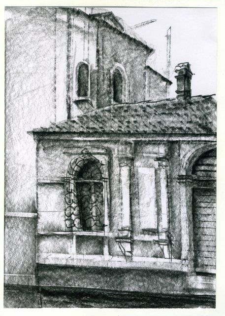 Drawing titled "Rio della Senza, Or…" by Maria Teresa Mulatti Garibaldi, Original Artwork