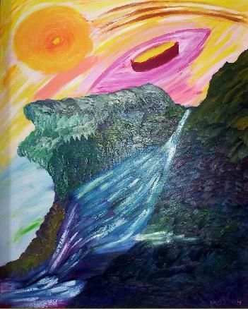 Painting titled "The waterfall of li…" by Michael U Johansson, Original Artwork