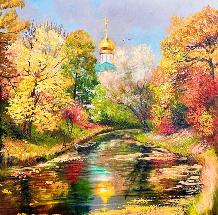 Pintura titulada "Autumn Walk" por Olga Bazanova, Obra de arte original, Oleo