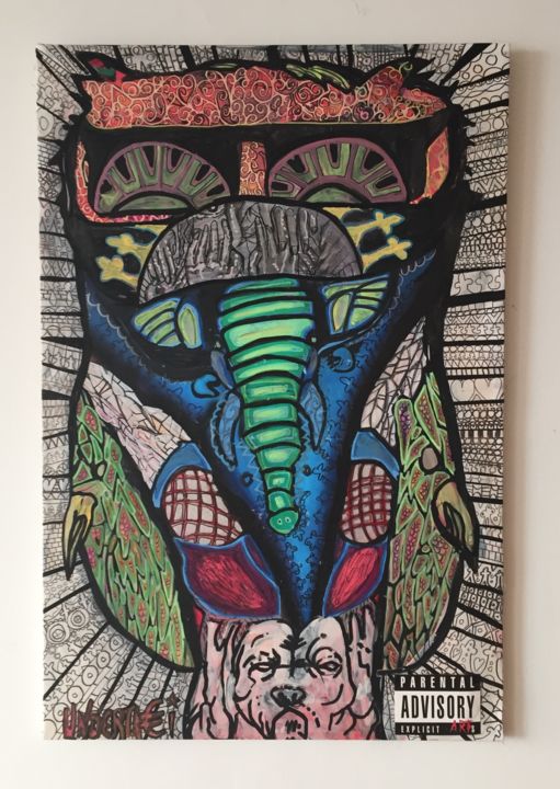 Painting titled "Rather be an owl du…" by Gallery Ground Zero, Original Artwork, Acrylic