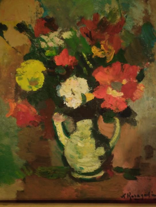 Painting titled "Flowers -Rosen-" by Gallery Schöneweide, Original Artwork, Oil