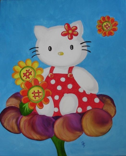 Картина под названием "Kitty" - Stéphanie Gallier, Подлинное произведение искусства