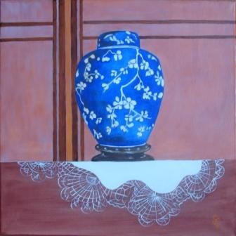 Peinture intitulée "Vase chinois" par Stéphanie Gallier, Œuvre d'art originale