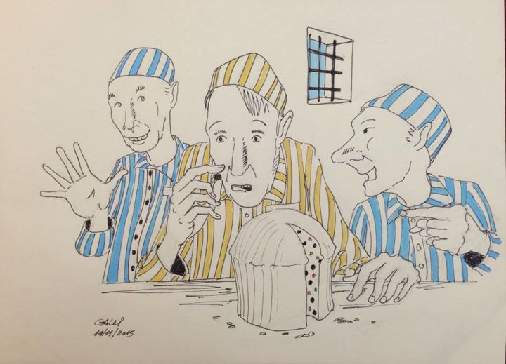 Disegno intitolato "Il signor ladro" da Stefano Galli, Opera d'arte originale, Inchiostro