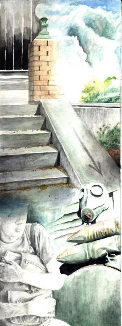 Painting titled "The stairs of devel…" by Gallus Balogh, Original Art,