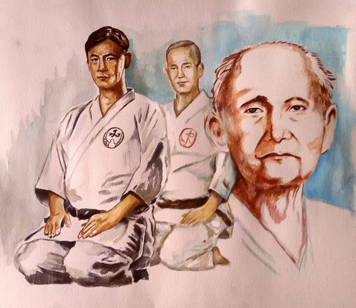 Painting titled "Wado Ryu Karatedo,…" by Galo Gutiérrez Cevallos, Original Artwork, Acrylic