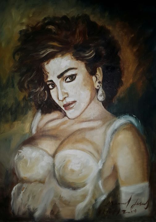 Pintura intitulada "Madonna 1980" por Galo Gutiérrez Cevallos, Obras de arte originais, Óleo