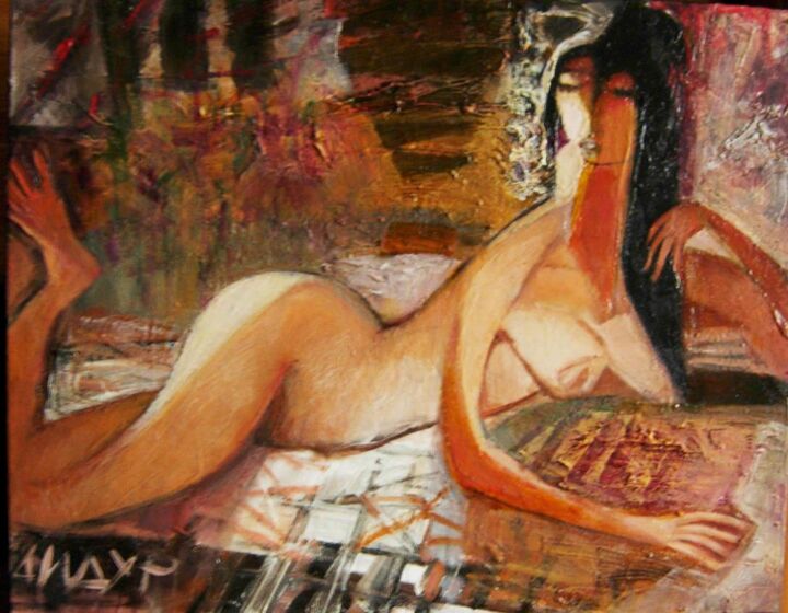 Ζωγραφική με τίτλο "Nude3" από Galya Didur, Αυθεντικά έργα τέχνης, Ακρυλικό