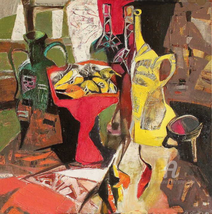 Painting titled "Still life with a r…" by Galya Didur, Original Artwork, Acrylic