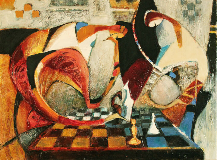 Painting titled "Chess" by Galya Didur, Original Artwork, Acrylic