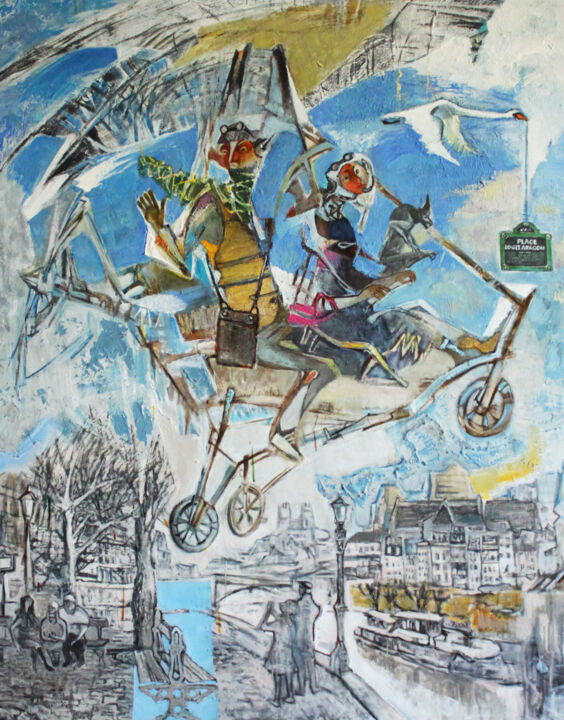 Pintura intitulada "Place Louis Aragon" por Galya Didur, Obras de arte originais, Acrílico