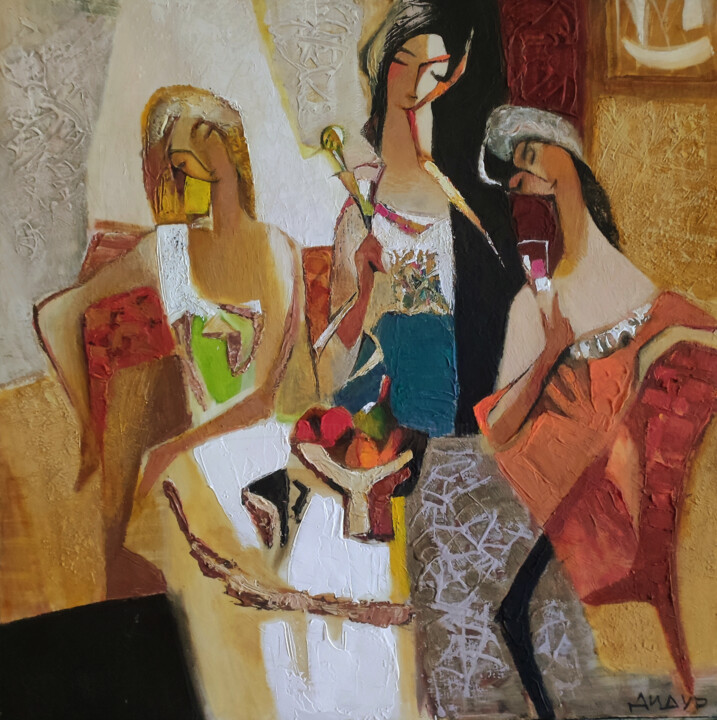 Malerei mit dem Titel "Trio" von Galya Didur, Original-Kunstwerk, Acryl