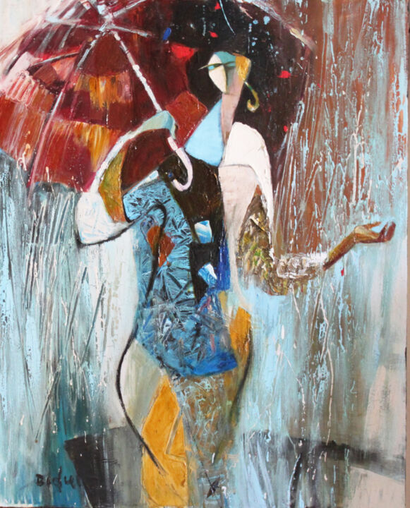 Painting titled "Rain" by Galya Didur, Original Artwork, Acrylic