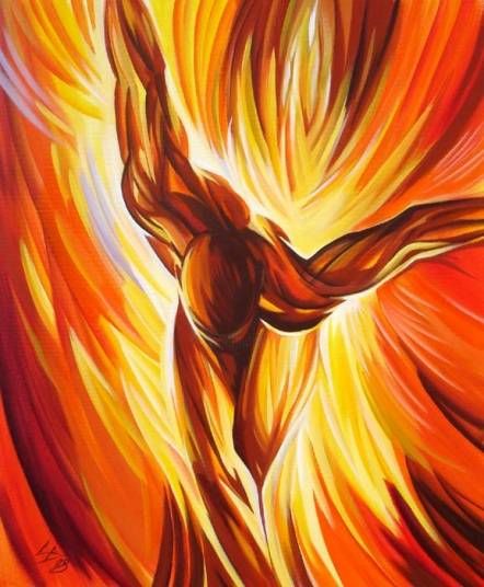 Pintura intitulada "Phoenix" por Galya Bukova, Obras de arte originais