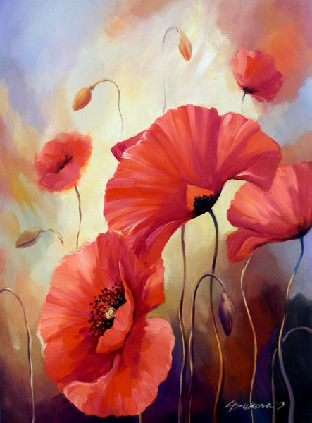Peinture intitulée ""Poppies"" par Galya Bukova, Œuvre d'art originale