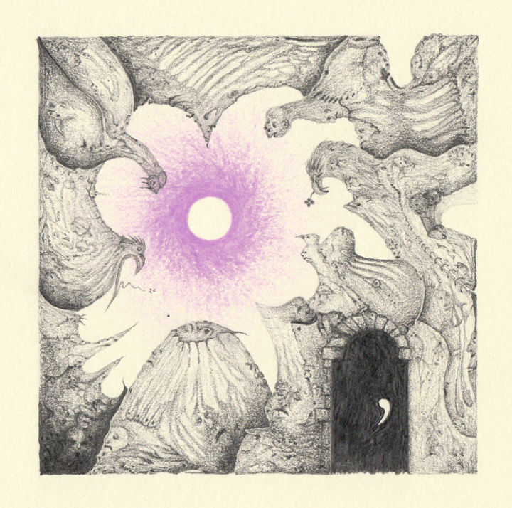 Disegno intitolato "Cerchio Violetto" da Artegambasin, Opera d'arte originale, Matita