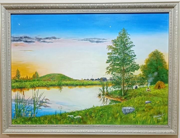 Картина под названием "на рыбалке" - Гамиль Рамазанов, Подлинное произведение искусства, Масло