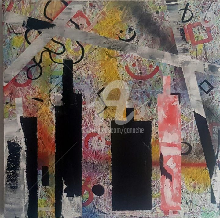 Pittura intitolato "1-Confinement - Les…" da Prussi, Opera d'arte originale, Acrilico