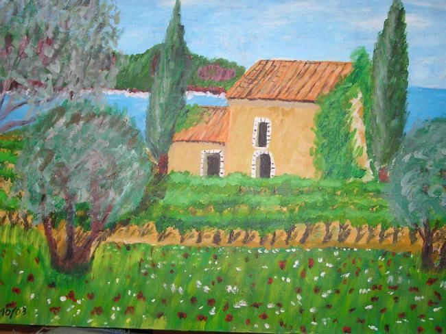 Painting titled "au milieu des vignes" by Faccia, Original Artwork