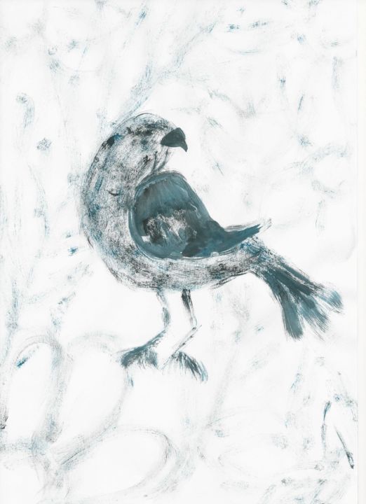 Malerei mit dem Titel "Vogel" von Anastasia Gang, Original-Kunstwerk, Aquarell