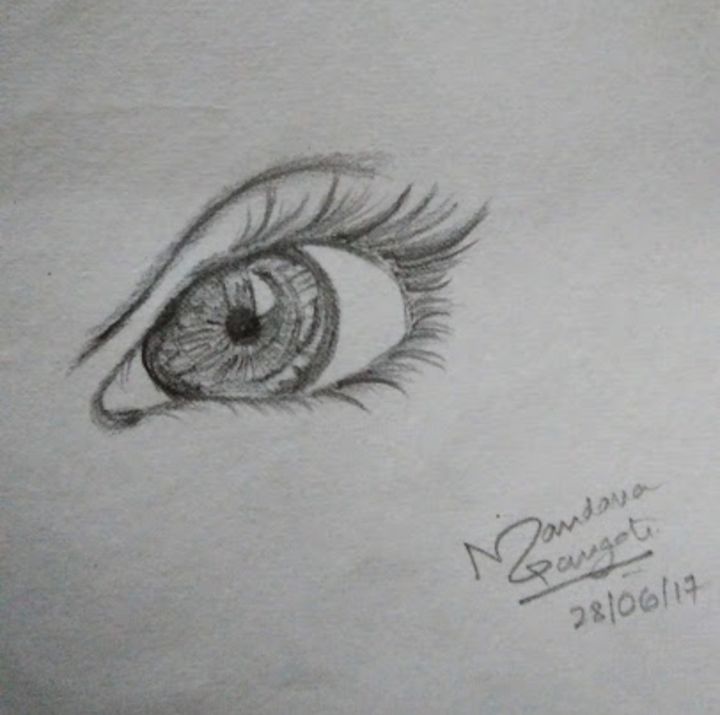 图画 标题为“Eye Sketch” 由Gangotri, 原创艺术品, 铅笔