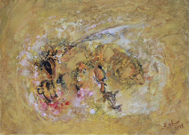 Peinture intitulée "Bee" par Gani, Œuvre d'art originale, Acrylique