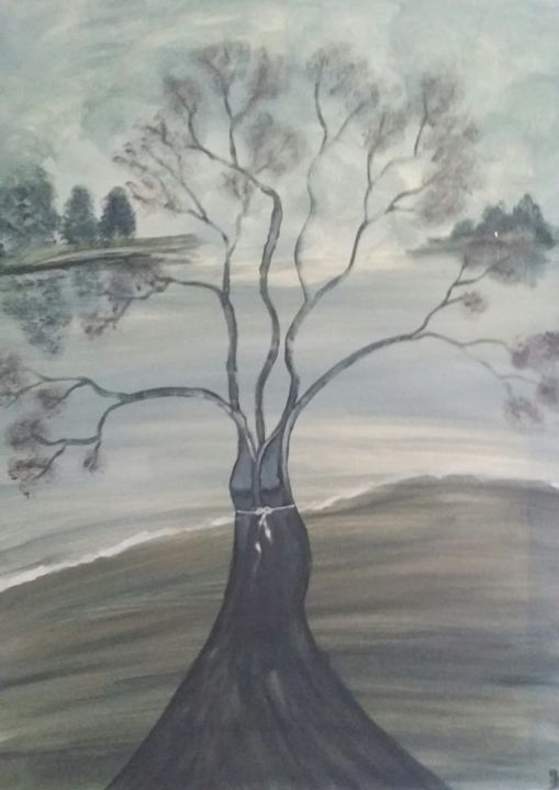 Pintura titulada "la belle du lac" por D'Âme Forêt, Obra de arte original, Acrílico