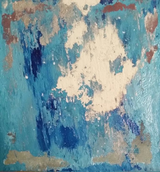 Painting titled "abstrait bleu 5" by D'Âme Forêt, Original Artwork, Acrylic