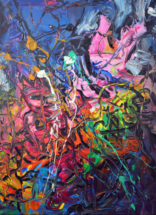 Painting titled "Chaos (4) - Abstrac…" by Gao, Original Artwork, Oil