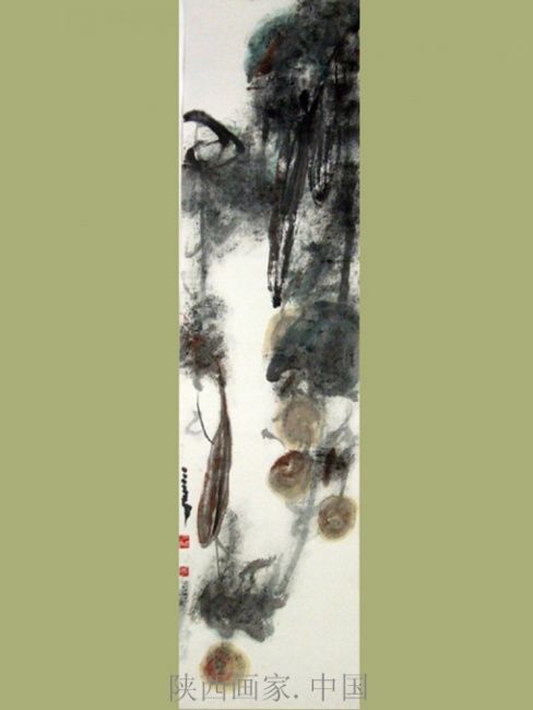 Malerei mit dem Titel "丝瓜" von San Lang, Original-Kunstwerk, Öl