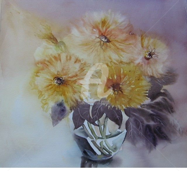 Painting titled "Bouquet jaune" by Isabelle Fournier Perdrix, Original Artwork