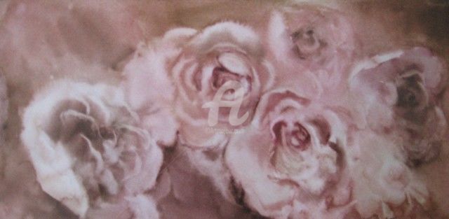 Painting titled "Roses thé" by Isabelle Fournier Perdrix, Original Artwork
