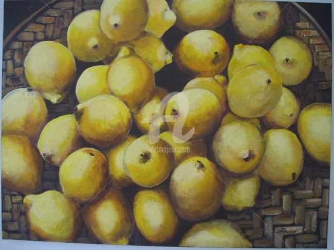 Pittura intitolato "Les citrons du marc…" da Isabelle Fournier Perdrix, Opera d'arte originale
