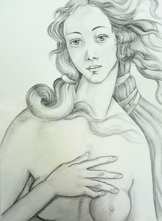 Disegno intitolato "Venus, Copie de Bot…" da Elodie Bedon (Garance Be.), Opera d'arte originale, Matita