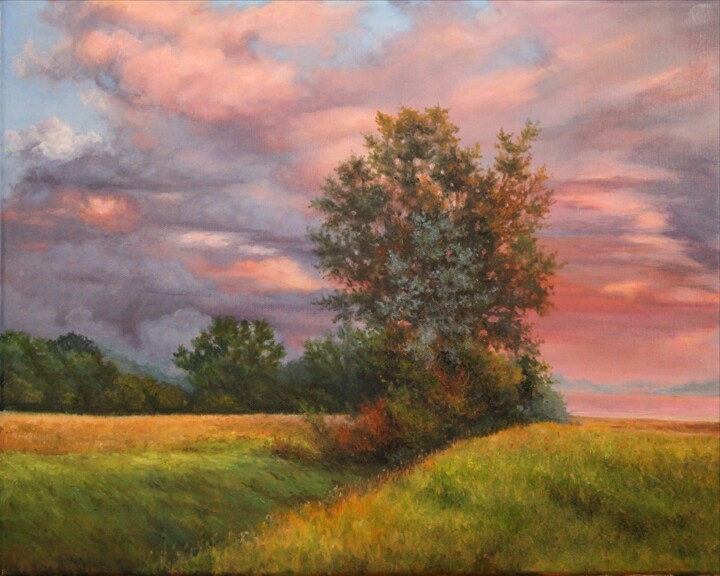 Painting titled ""Вечер после дождя"" by Svetlana Verisova, Original Artwork, Oil