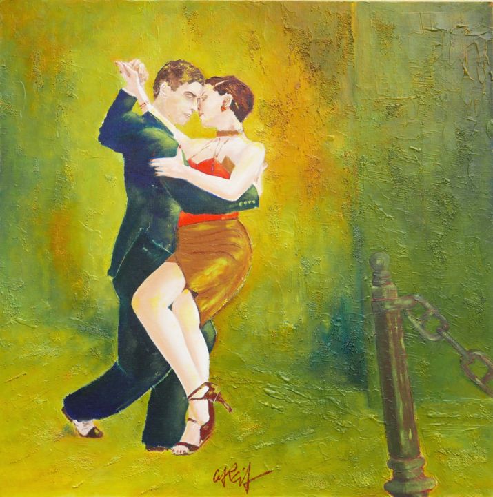 Peinture intitulée "sentada de tango" par Daniel Garcia, Œuvre d'art originale, Huile