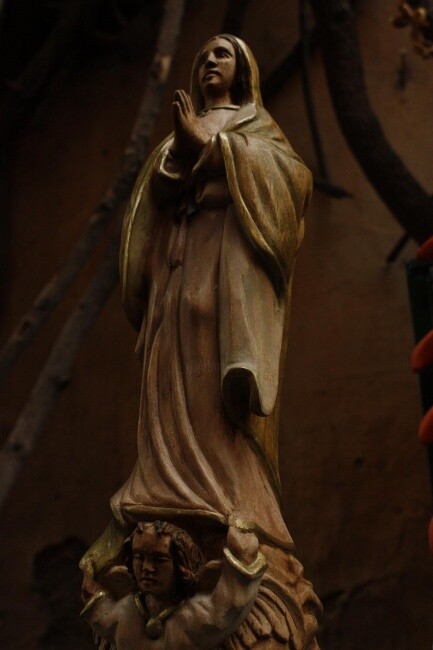 Escultura intitulada "Virgen" por Garcia, Obras de arte originais, Madeira