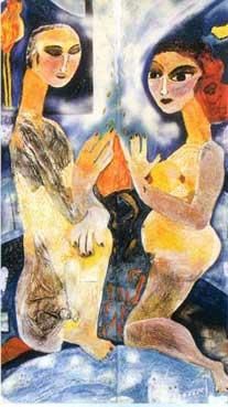Картина под названием "Ma mère et mon père…" - Margarita García Alonso, Подлинное произведение искусства, Масло