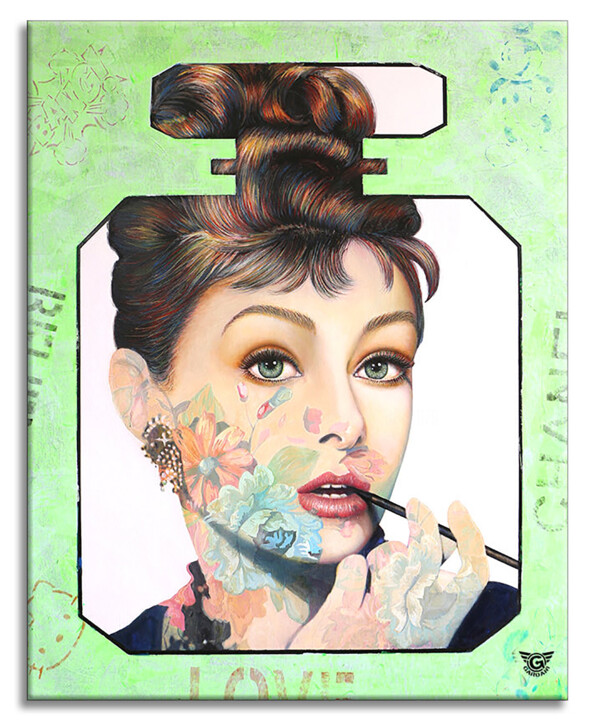 Painting titled "Audrey Joy Chanel –…" by Gardani, Original Artwork, Oil Mounted on Wood Stretcher frame