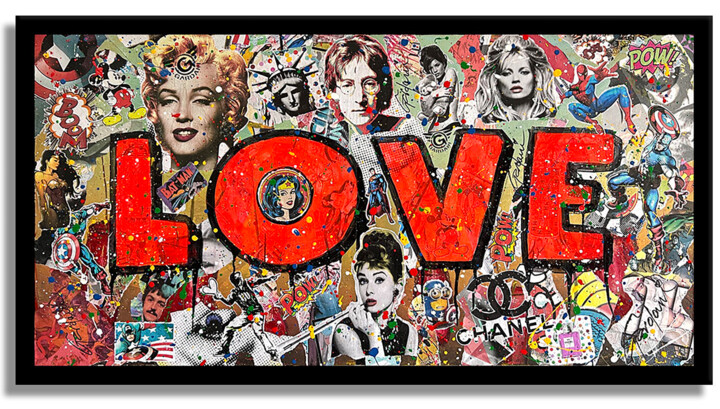 Painting titled "Only Love" by Gardani, Original Artwork, Acrylic Mounted on Wood Stretcher frame